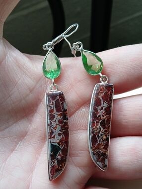 New Copper Pink Tourmaline 925 Silver Earrings. 